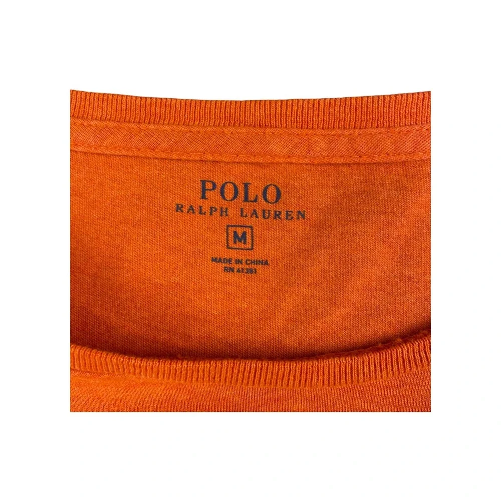 Polo Ralph Lauren Long Sleeve T‎ Shirt Orange Crew Neck Pony Logo Size Medium